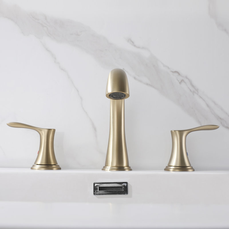 6.33" Widespread Transitional Bathroom Sink Faucet 3 Hole, 2-Handle Bathroom Faucet With Drain Assembly And Supply Lines