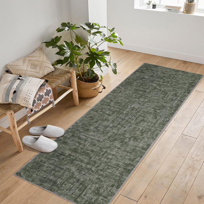 2x6 Washable Kitchen Modern Abstract Runner Rug for Hallway Contemporary Solid Rug Non-Slip Foldable Aesthetic Accent Floor Carpet for Bedroom