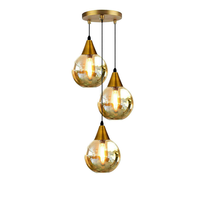 3 - Light Yellow Brass Pendant, No