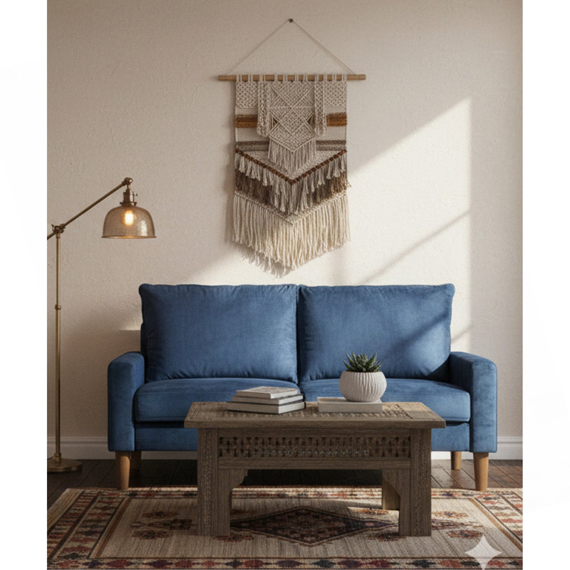 Causeuse rembourrée en velours de style moderne et minimaliste, canapé compact à 2 places à ressorts hélicoïdaux pour salon