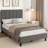 Twin Size Platform Bed Frame with Upholstered Headboard, Wood Slat Support, No Box Spring Needed, Easy Assembly-40760151-40760148