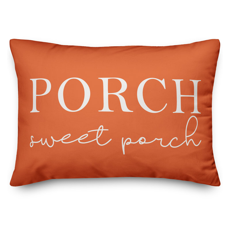 Textual Outdoor Throw Pillow, Orange