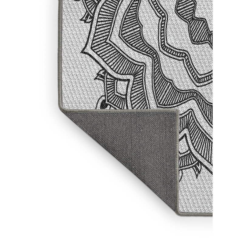 Laine tissée à la main et polyester gris/noir Tapis décoratif, Rectangle 8 pi x 12 pi