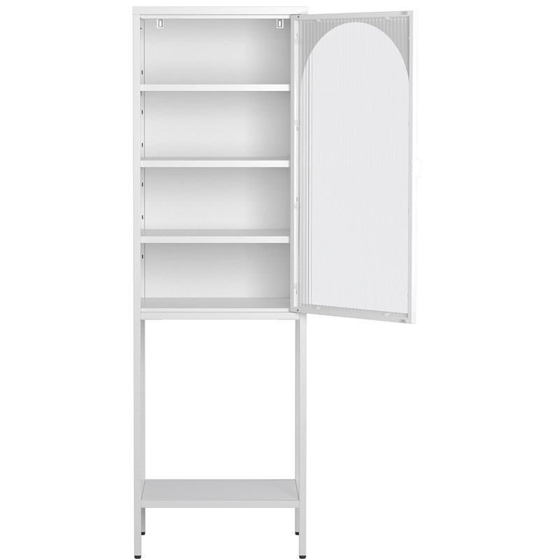 Armoire de rangement vitrée en métal, Blanc