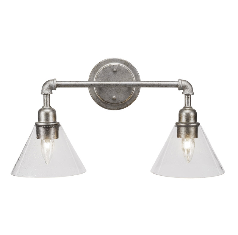 Éclairage pour meuble-lavabo 2 lumières rétro Topsham, Argent, Mousseline blanche