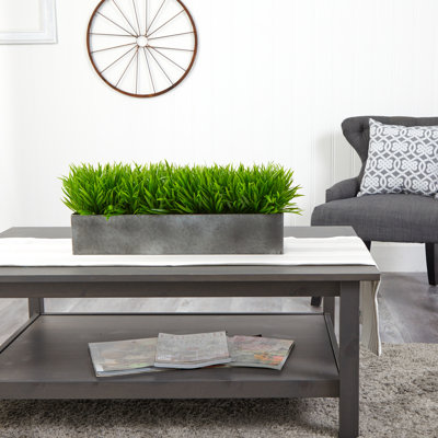 10'' Faux Wild Grass Grass in Metal Planter