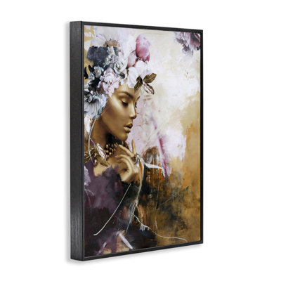 Elegant Woman & Florals Framed Giclee, design by Design Fabrikken