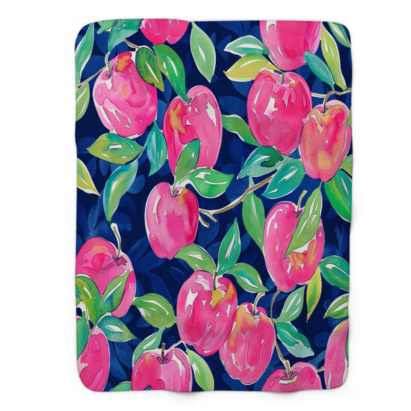 Chic Fruit Art - couverture en sherpa de qualité supérieure 1 pièce, L 60 po x L 80 po