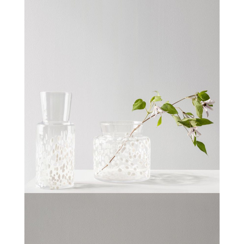 Meadow Glass Table Vase, White/Ivory, 11.8" H x 4.7" W x 4.7" D