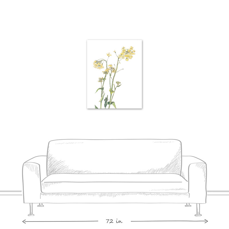 «Yellow and Green Floral Botanicals», reproduction sur toile, H 30 po x l 24 po, Encadré
