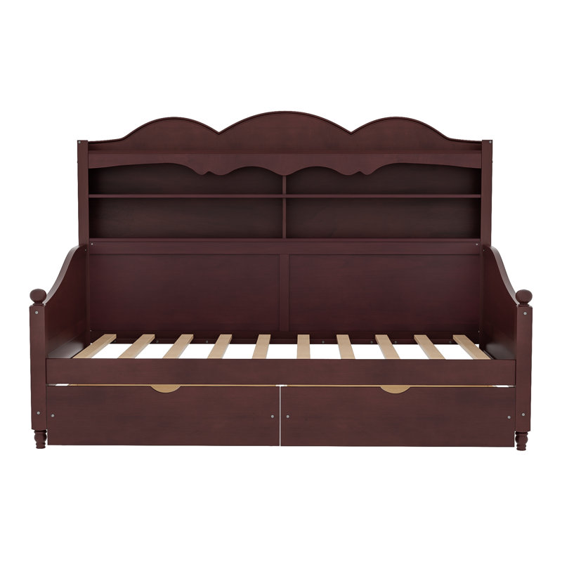 Retro Style Daybed With Storage Drawers, Espresso