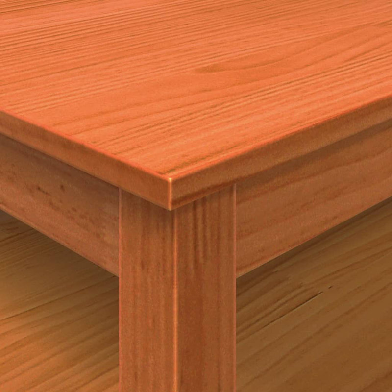 Kayliyah Solid Wood Four Leg Coffee Table, 40cm H x 100cm W x 100cm D, Wax Brown