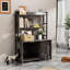 Armoire d'intérieur pour chat avec étagère de rangement, portes doubles et bloc-notes, grande finition de solution de salle de bain cachée grise, bac à litière