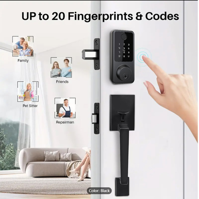 Serrures intelligentes pour porte d'entrée avec claviers à poignées tactiles Serrures de porte intelligentes et électroniques