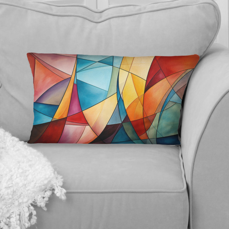 Cubism Rainbow Forms III - Cubism Printed Throw Pillow