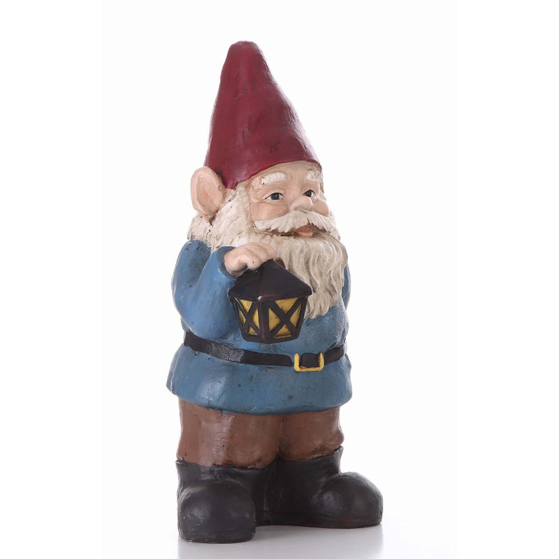  Gnome Holding Lantern Garden Statue