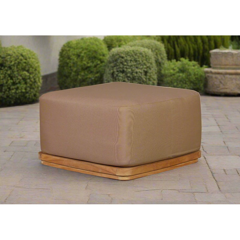 Repose-pieds extérieur en teck massif Eclipse aspect naturel - Tissu, Marron clair, Brun