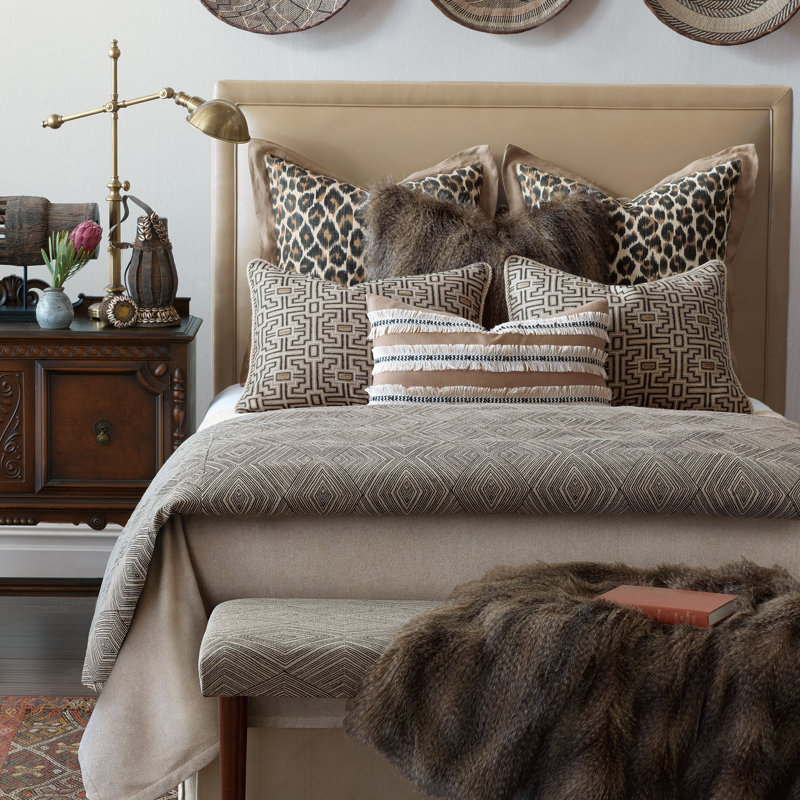 Naya Breeze Beige and White Linen Striped Lumbar Pillow