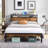Metal Platform Bed Frame with Wooden Headboard , No Box Spring Needed, Easy Assemble-1676829828-1676829829