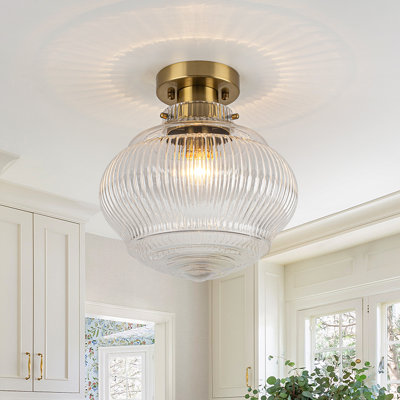 1-Light Vintage Glass Semi Flush Mount
