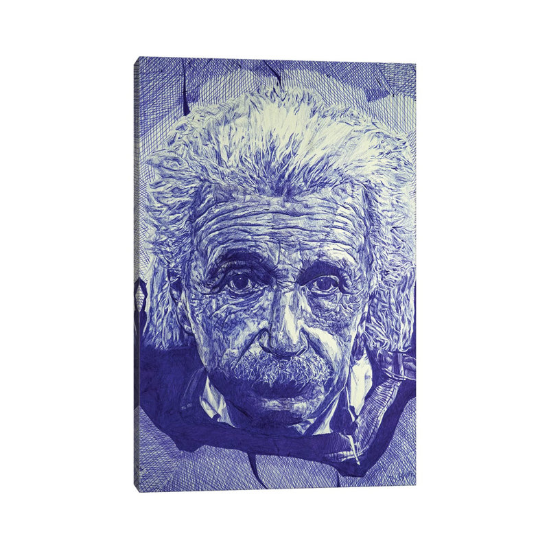 « Einstein Ballpoint Pen » par Ben Heine-impression d’art graphique, Toile tendue, Pas de tapis, H 26 po x l 18 po x P 1,5 po