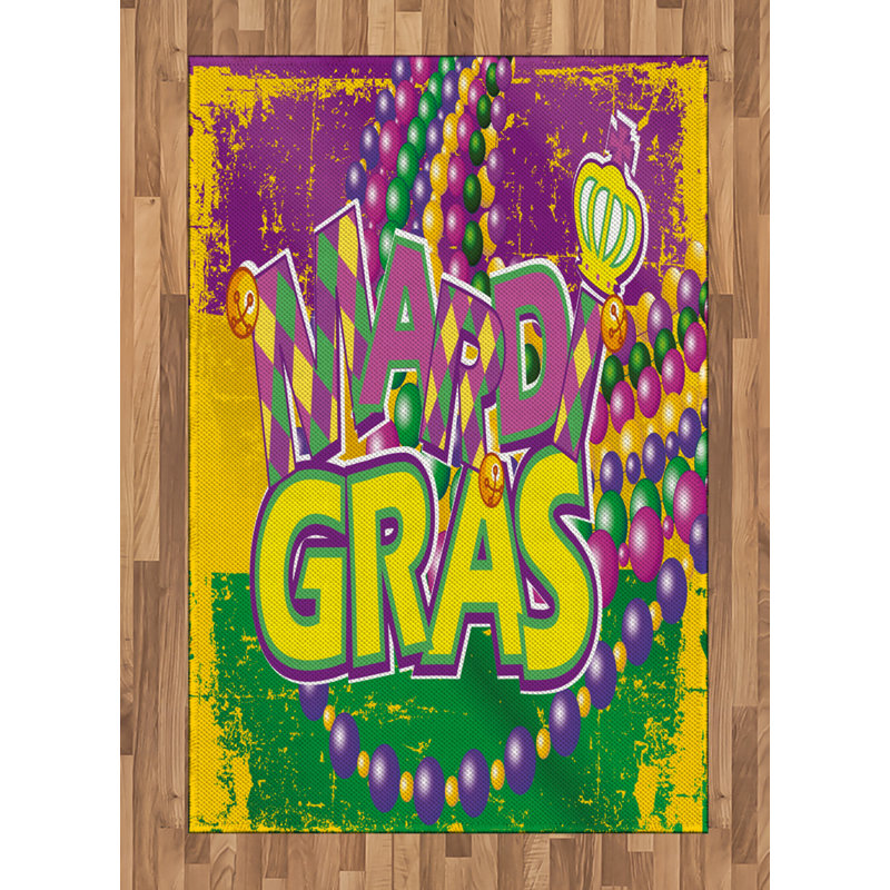 Mardi Gras High Density Long Fiber Poly Threads Decorative Area Rug Carpet, Rectangle 4' x 5'8"