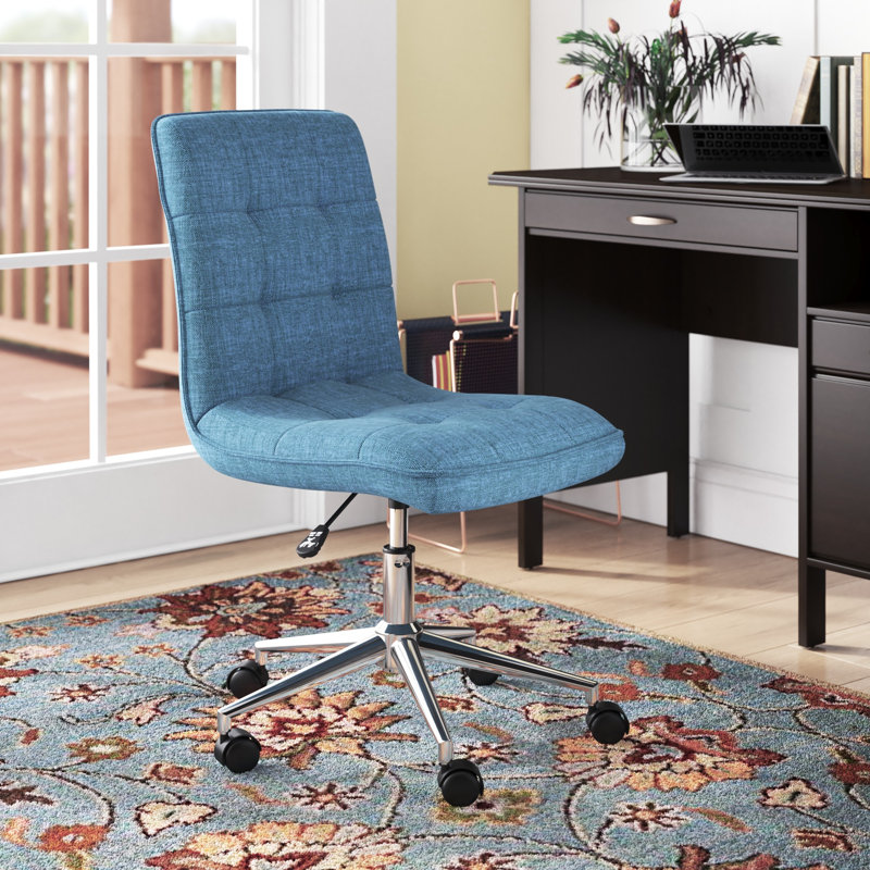 Geraghty Fabric Office Chair with Metal Base, Blue, Polyester Blend