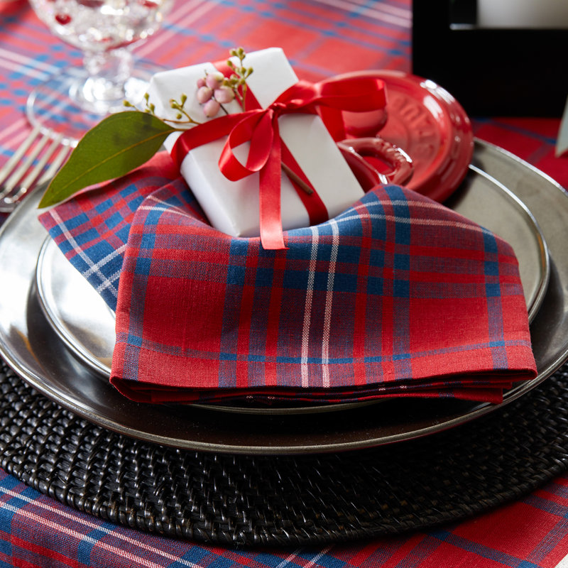 Red Tartan Plaid - 100% Pure Linen Dinner Napkins