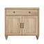 Buffet Scarlett avec portes et tiroirs, grand meuble de rangement pour la cuisine, table basse en bois avec rangement, buffet/crédence de style ferme moderne pour salle à manger ou salon, chêne, 86 cm (34 pouces).-529980811-522807738
