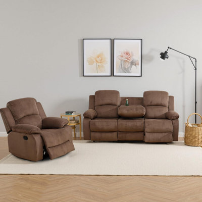 2 PCS Fabric Manual Reclining Sofa Set
