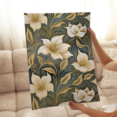 «Floral Golden Flowers IV», reproduction d'art moderne sans cadre