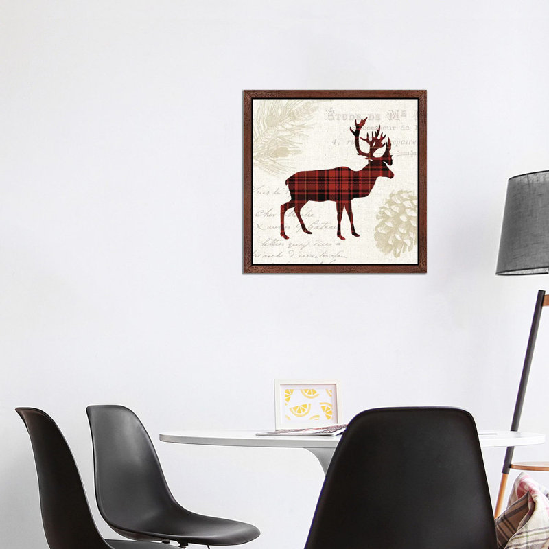 Plaid Lodge I by Wild Apple Portfolio - Print on Canvas, Brown Framed, 93.98 cm H x 93.98 cm W