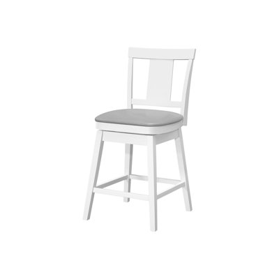 Tabouret de bar à hauteur de comptoir de 2, bois blanc, revêtement gris, hauteur pivotante moderne, assise, structure en bois massif, avant-gardiste