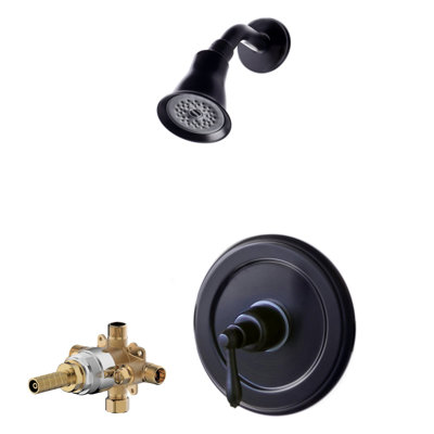 Nita Contour Shower Trim Only: 3.25" Round Shower Head, Single Handle Set & Rough-in Valve Included - Oil Rubbed Bronze