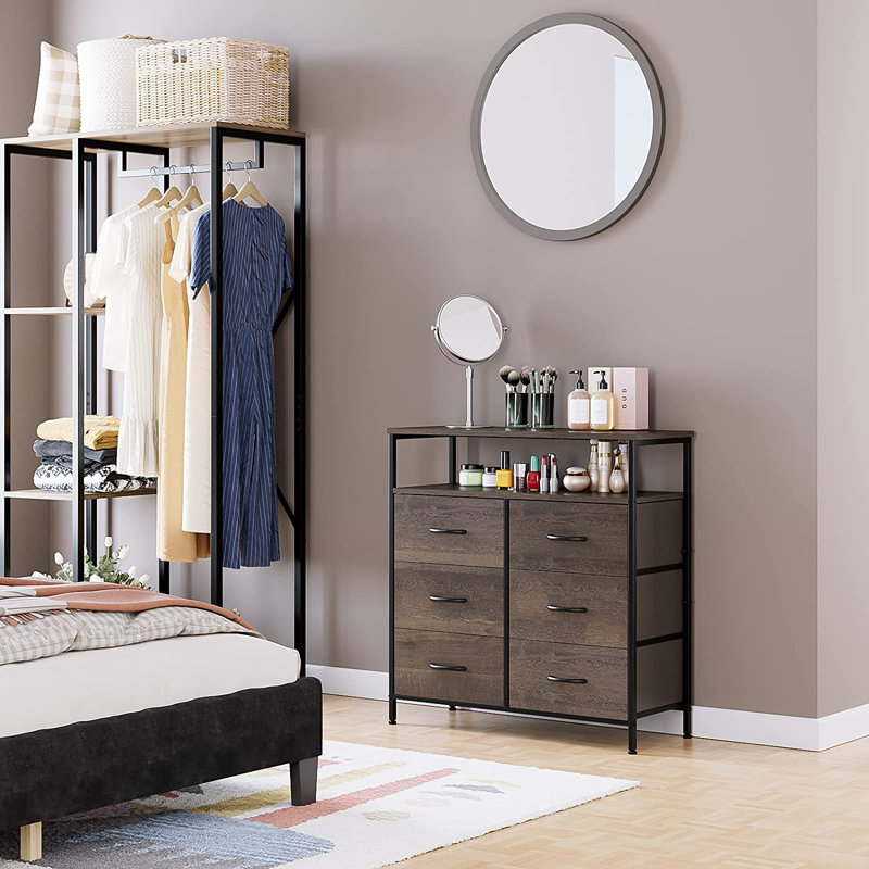 Hutton 80cm W 6 - Drawer Chest of Drawers, Dark Brown/Black