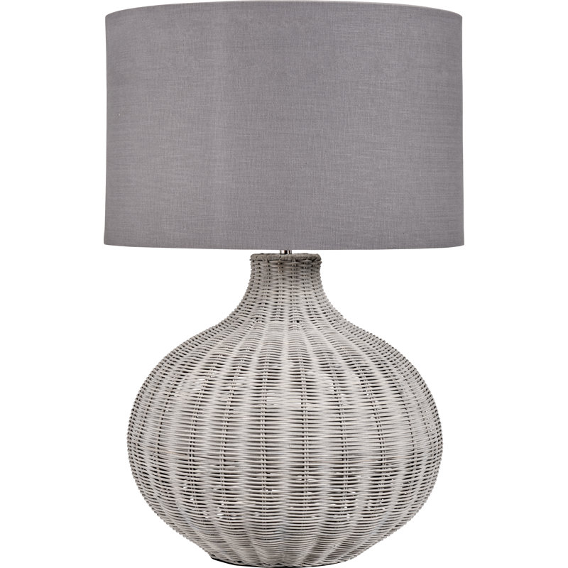 Saoirse Wicker/Rattan Table Lamp, Grey Base/Grey Shade
