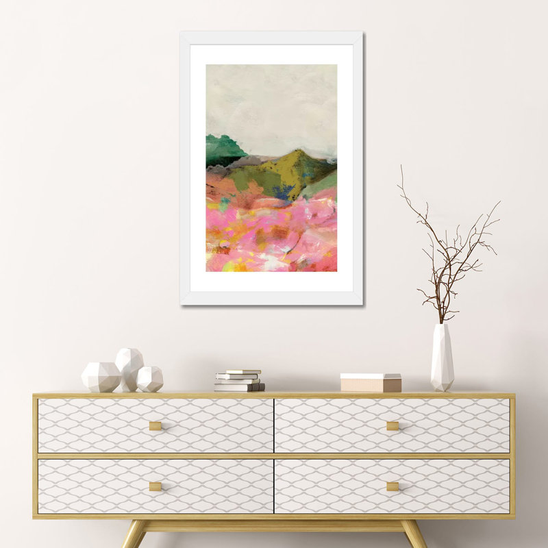 «Summer Landscape I» par Ana Rut Bré - impression d'art graphique, Papier encadré blanc, Blanc, H 24 po x l 16 po x P 1 po