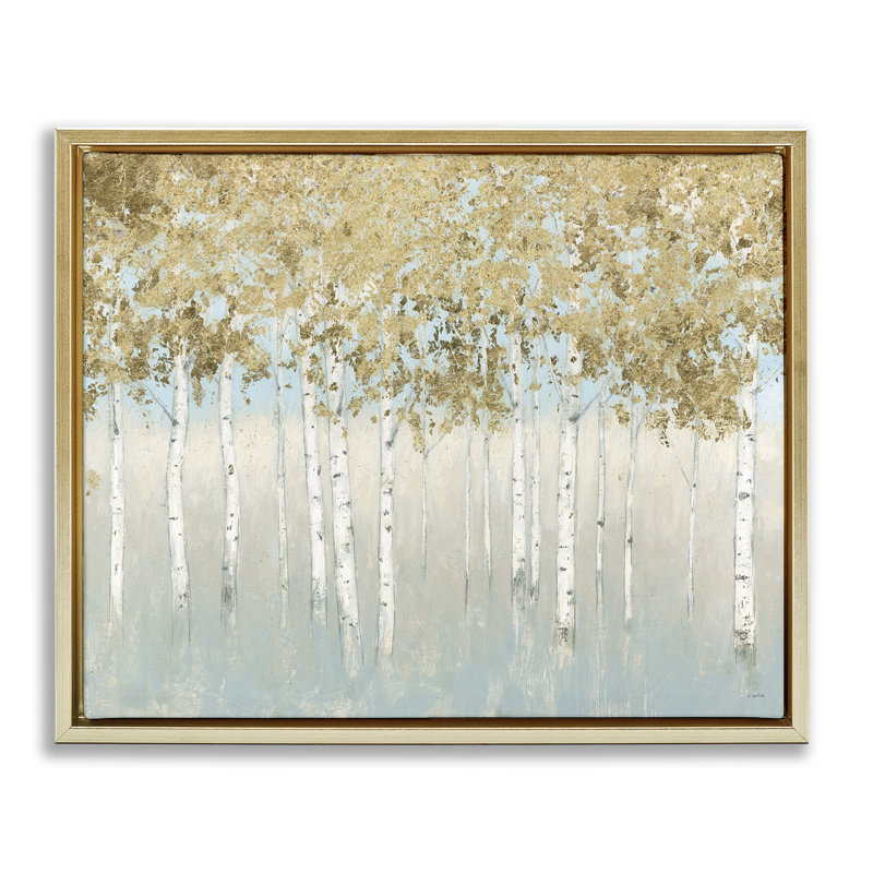 Peinture sur toile encadrée, Cadre flottant métallique doré, H 17 po x l 21 po
