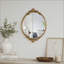 Round Mirror Tray with Gold Iron Frame and Floral Accents