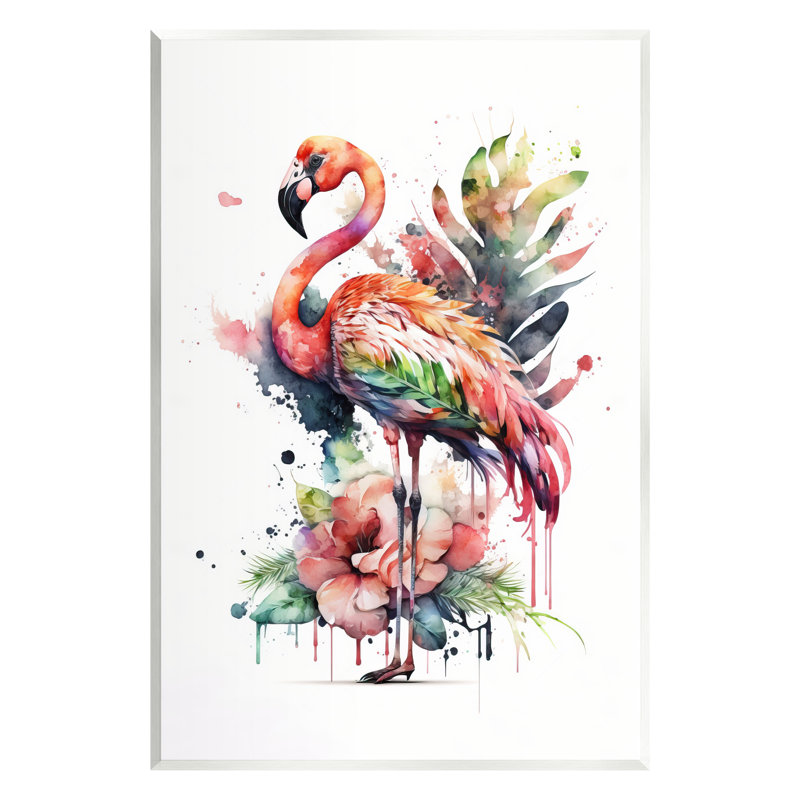 Modern Colorful Flamingo Wall Art on MDF Wood