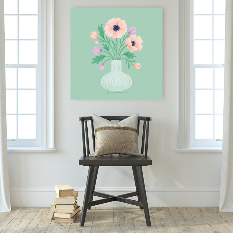 «Spring Blooms IV Abstract Contemporary Flower Landscape», reproduction d'art mural, H 32 po x l 32 po