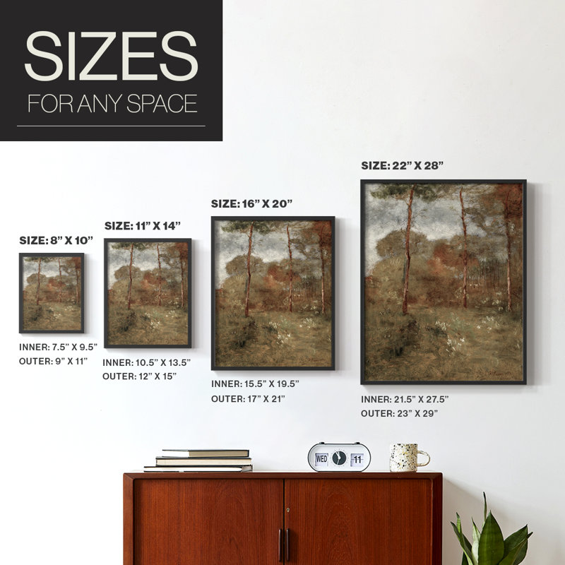 «Vintage Landscape CLXVII», reproduction encadrée - bois massif, Black, 21" H x 17" W