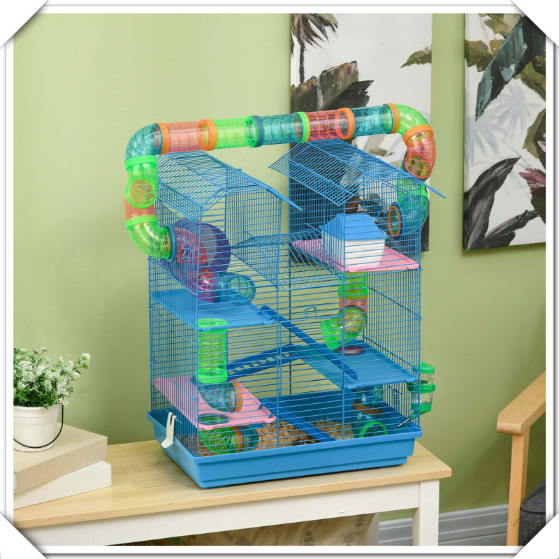 Roue d'exercice à 5 étages avec cage à hamster et tubes