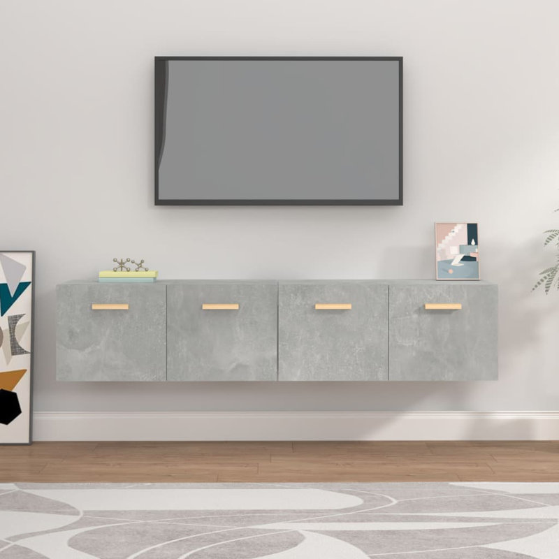 Kriss Unfinished Floating TV Stand, 35cm H x 60cm W x 36.5cm D, Concrete Grey