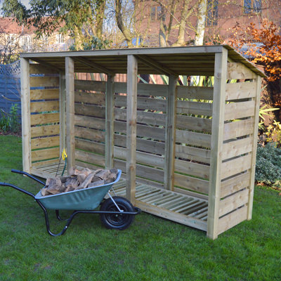 Urbanna 340cm W x 80cm D Solid Wood Log Store
