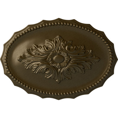 Endurathane Oxford Ceiling Medallion, 16 7/8"W x 11 3/4"H x 1 1/2"P, Hand-Painted Brass Finish