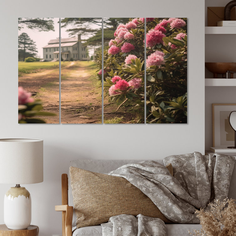 DesignArt Rhododendron Blooms At Farm II On Canvas 4 Pieces Print | Wayfair