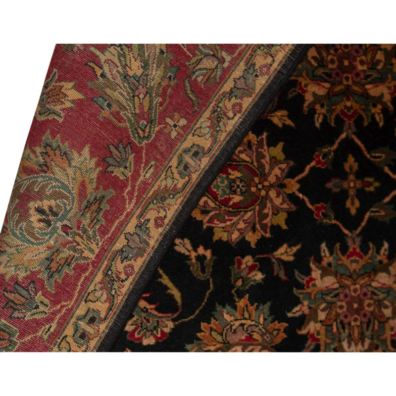 Tapis rouge / brun / noir noué à la main