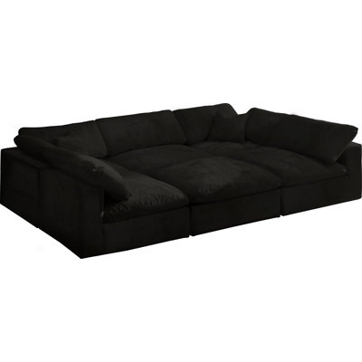 Cozy 119" Wide Velvet Reversible Modular Corner Sectional with Ottoman