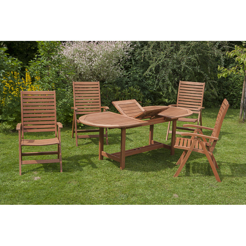 Adabpreet 4 - Person Wood Patio Dining Set with Extendable Oval Table